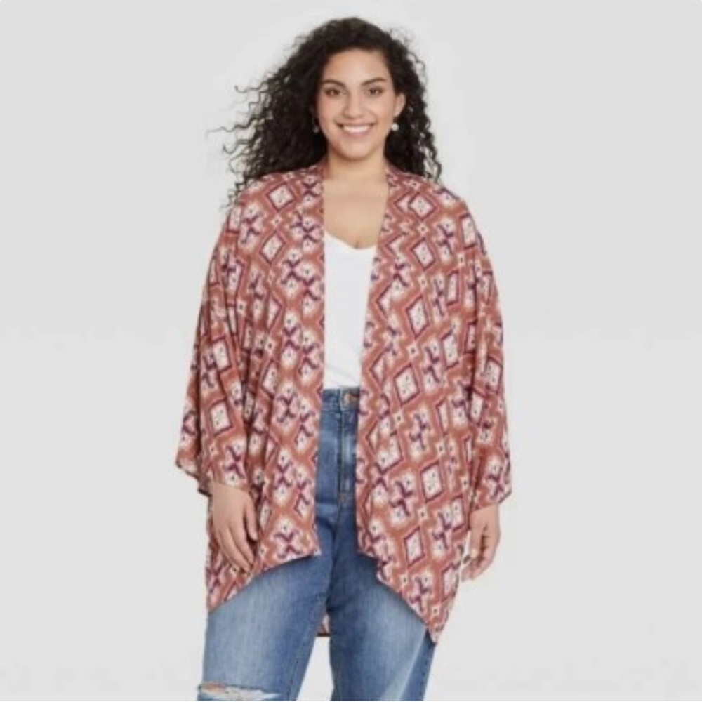 πΌ Knox Rose Terracotta and Cream Boho Print Kimono - Picture 9 of 9